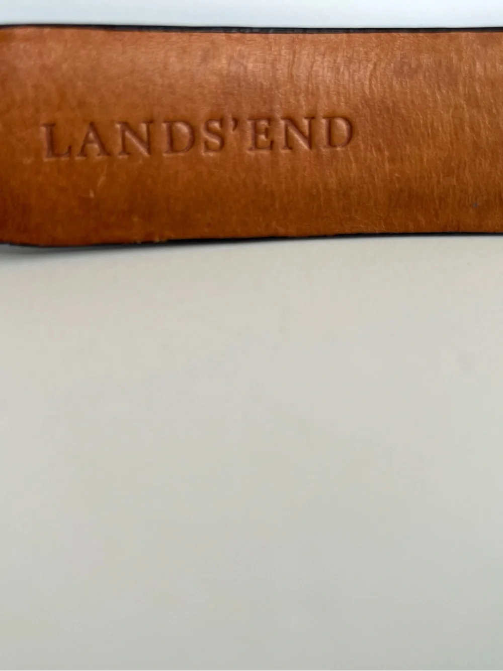 Lands End Classic Black Leather Belt with Soild Brass Buckle- Size 42